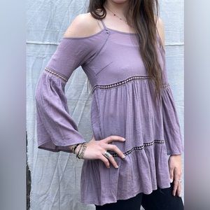 Bell Sleeve Top with Crochet Detail